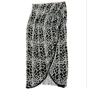 Worthington Skirt Womens Size L black White Maxi faux wrap